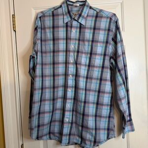 Peter Millar Men’s L Long Sleeve Plaid Button Down Shirt With Pinpoint Collar